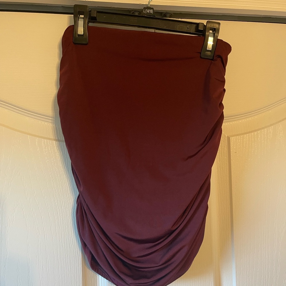 Windsor Dark Mauve Strapless Mini Bubble Top with Ruched Style for Cocktail